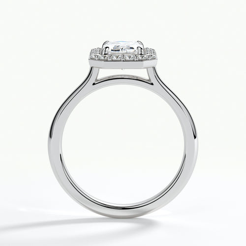9ct White Gold 1.50ct Emerald Cut Halo Cluster Laboratory Grown Diamond Engagement Ring (Copy)