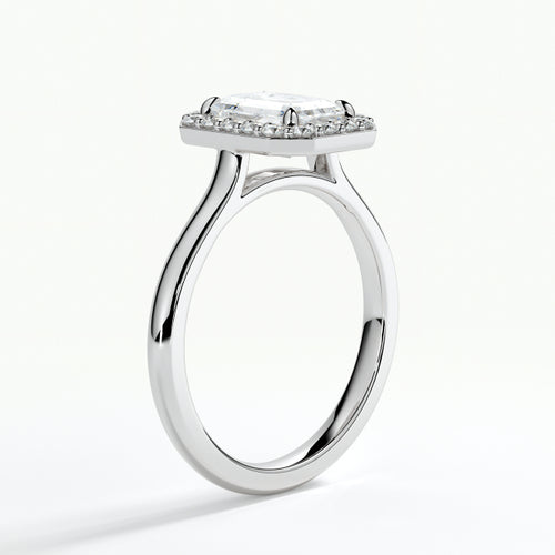 9ct White Gold 1.50ct Emerald Cut Halo Cluster Laboratory Grown Diamond Engagement Ring (Copy)