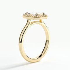 9ct Yellow Gold 1.50ct Emerald Cut Halo Cluster Laboratory Grown Diamond Engagement Ring