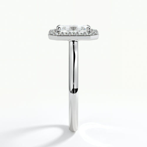9ct White Gold 1.50ct Emerald Cut Halo Cluster Laboratory Grown Diamond Engagement Ring (Copy)