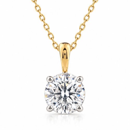 9ct Yellow Gold 1.00ct Round Brilliant Cut Laboratory Diamond Necklace