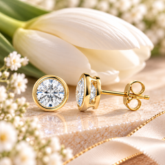 9ct Yellow Gold 1.00ct Round Brilliant Cut Laboratory Diamond Earrings