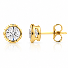 9ct Yellow Gold 1.00ct Round Brilliant Cut Laboratory Diamond Earrings