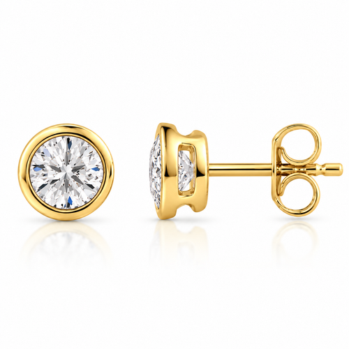 9ct Yellow Gold 1.00ct Round Brilliant Cut Laboratory Diamond Earrings