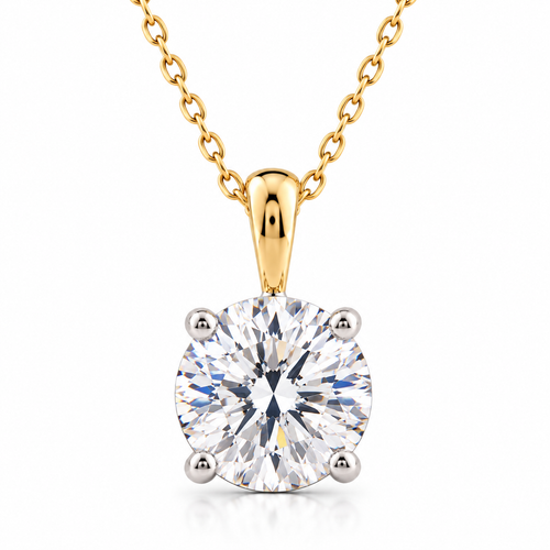 9ct Yellow Gold 2.00ct Round Brilliant Cut Laboratory Diamond Necklace