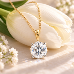 9ct Yellow Gold 2.00ct Round Brilliant Cut Laboratory Diamond Necklace