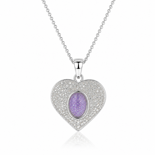 Maci Memories Sterling Silver Zirconium Heart Ashes Pendant & Chain