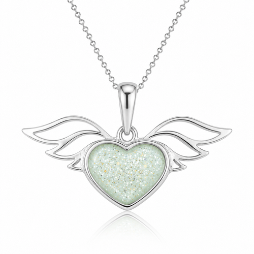 Maci Memories Sterling Silver Heart And Wing Ashes Necklace