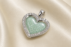 Maci Memories Two Part Heart Ashes Memorial Cz Pendant