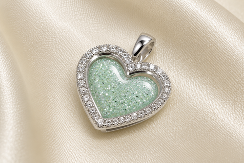 Maci Memories Two Part Heart Ashes Memorial Cz Pendant