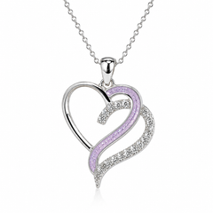 Maci Memories Sterling Silver and Cubic Zirconium Double Open Heart Pendnat