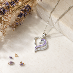 Maci Memories Sterling Silver and Cubic Zirconium Double Open Heart Pendnat