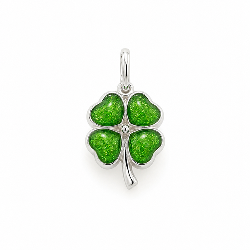 Maci Memories Sterling Silver Ashes 4 Leaf Clover Memorial Necklace