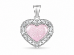 Sterling Silver Ashes Heart CZ Memorial Pendant