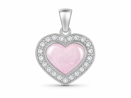 Sterling Silver Ashes Heart CZ Memorial Pendant