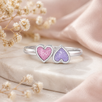Sterling Silver Ashes Dual Heart Memorial Ring