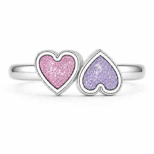 Sterling Silver Ashes Dual Heart Memorial Ring