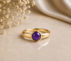 9ct Yellow Gold Ashes Round Memorial Ring