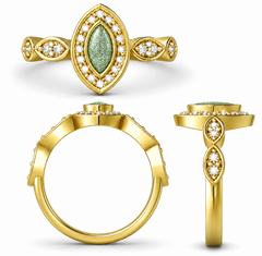 9ct Yellow Gold Ashes and Cubic Zirconium Memorial Ring