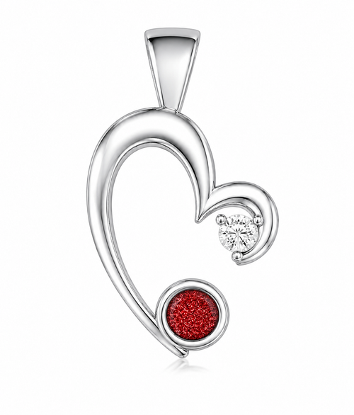 9ct White Gold Ashes Memorial Heart Pendant