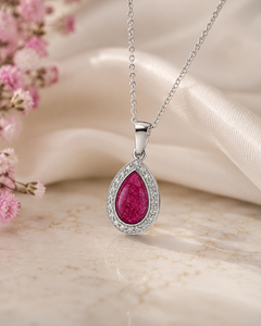 Sterling Silver Ashes Pear CZ Memorial Pendant
