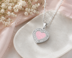 9ct White Gold Ashes Heart CZ Memorial Pendant