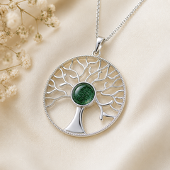 Maci Memories Sterling Silver Tree Of Life Ashes Memorial Necklace - Choose your Gem Colour