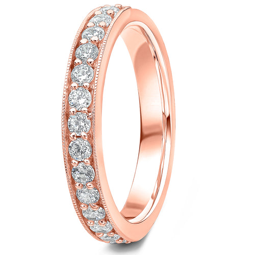 0.50ct 9ct gold Diamond Milgrain Channel Set Wedding Ring