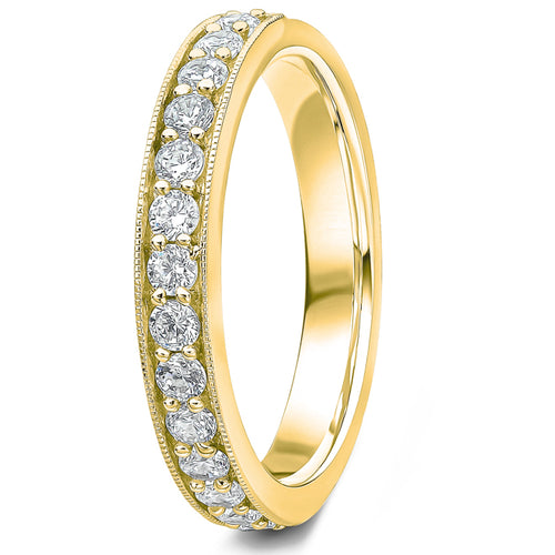 0.50ct 9ct gold Diamond Milgrain Channel Set Wedding Ring