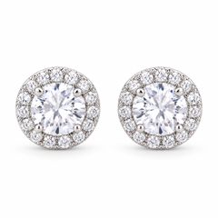 Hana Halo Crystal Bridal Stud Earrings