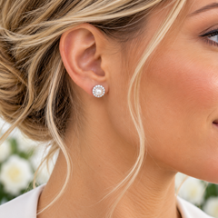 Odette Pearl & Crystal Halo Bridal Stud Earrings