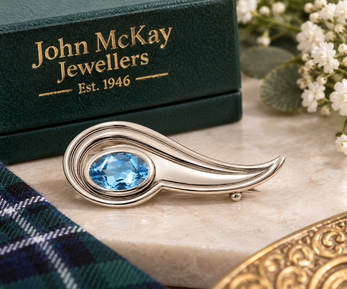 Limited-edition Heritage Collection Blue Topaz Paisley Brooch