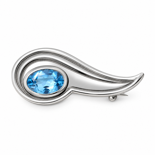 Limited-edition Heritage Collection Blue Topaz Paisley Brooch