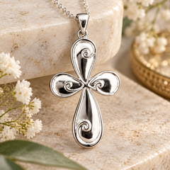 Limited-edition Heritage Collection Sterling Silver Paisley Cross Necklace