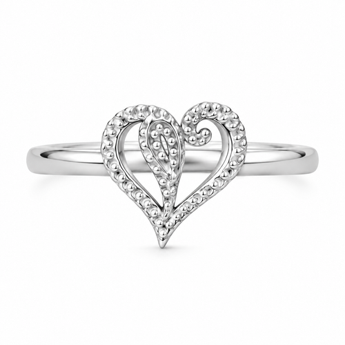 Limited-edition Paisley Hammered Heart Sterling Silver ring