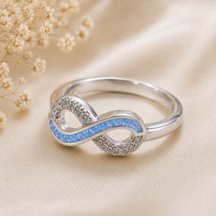 Sterling Silver Ashes Wave Memorial Ring - Choose your Gem Colour (Copy)