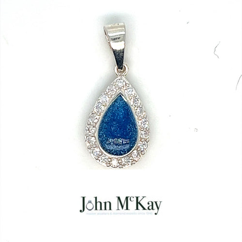 Sterling Silver Ashes Pear CZ Memorial Pendant
