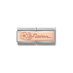 Nomination Rose gold link with sister inscription and flower Double Charm