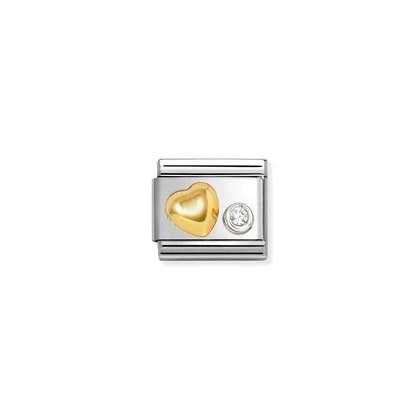 Nomination Gold Heart CZ Charm