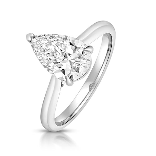 9ct White Gold 2.50ct Certified Pear-Cut Lab-Grown Diamond Ring
