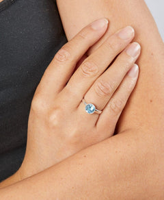 March Sterling Silver Birthstone Ring