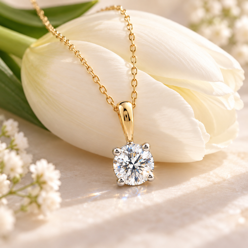 9ct Yellow Gold 0.50ct Round Brilliant Cut Laboratory Diamond Necklace
