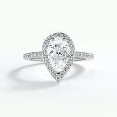 9ct White Gold 1.50ct Pear Cut Halo Cluster Laboratory Grown Diamond Engagement Ring