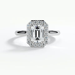 9ct White Gold 1.50ct Emerald Cut Halo Cluster Laboratory Grown Diamond Engagement Ring (Copy)