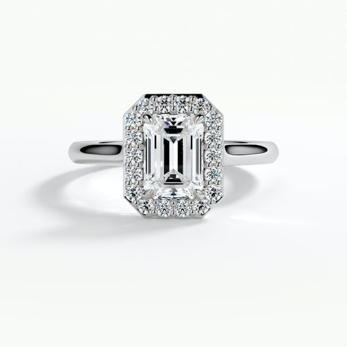 9ct White Gold 1.50ct Emerald Cut Halo Cluster Laboratory Grown Diamond Engagement Ring (Copy)