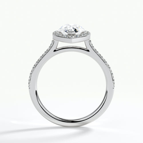 9ct White Gold 1.50ct Pear Cut Halo Cluster Laboratory Grown Diamond Engagement Ring
