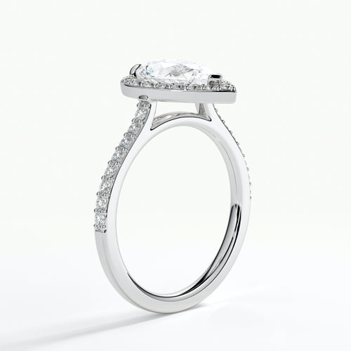 9ct White Gold 1.50ct Pear Cut Halo Cluster Laboratory Grown Diamond Engagement Ring