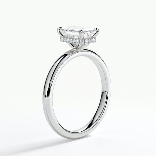 Platinum 1.50ct Emerald Cut Halo Cluster Laboratory Grown Diamond ring
