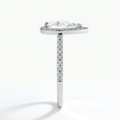9ct White Gold 1.50ct Pear Cut Halo Cluster Laboratory Grown Diamond Engagement Ring