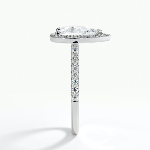 9ct White Gold 1.50ct Pear Cut Halo Cluster Laboratory Grown Diamond Engagement Ring
